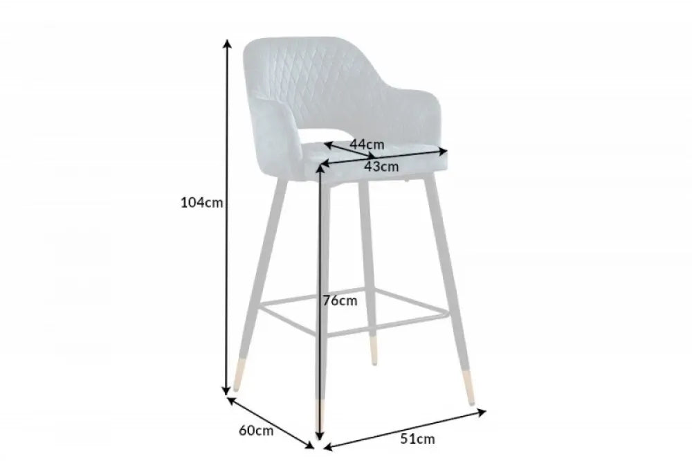 Scaun de bar tapitat cu Catifea Turcoaz petrol cu picioare din Metal Negru/Auriu H104xL51xA60cm Paris
