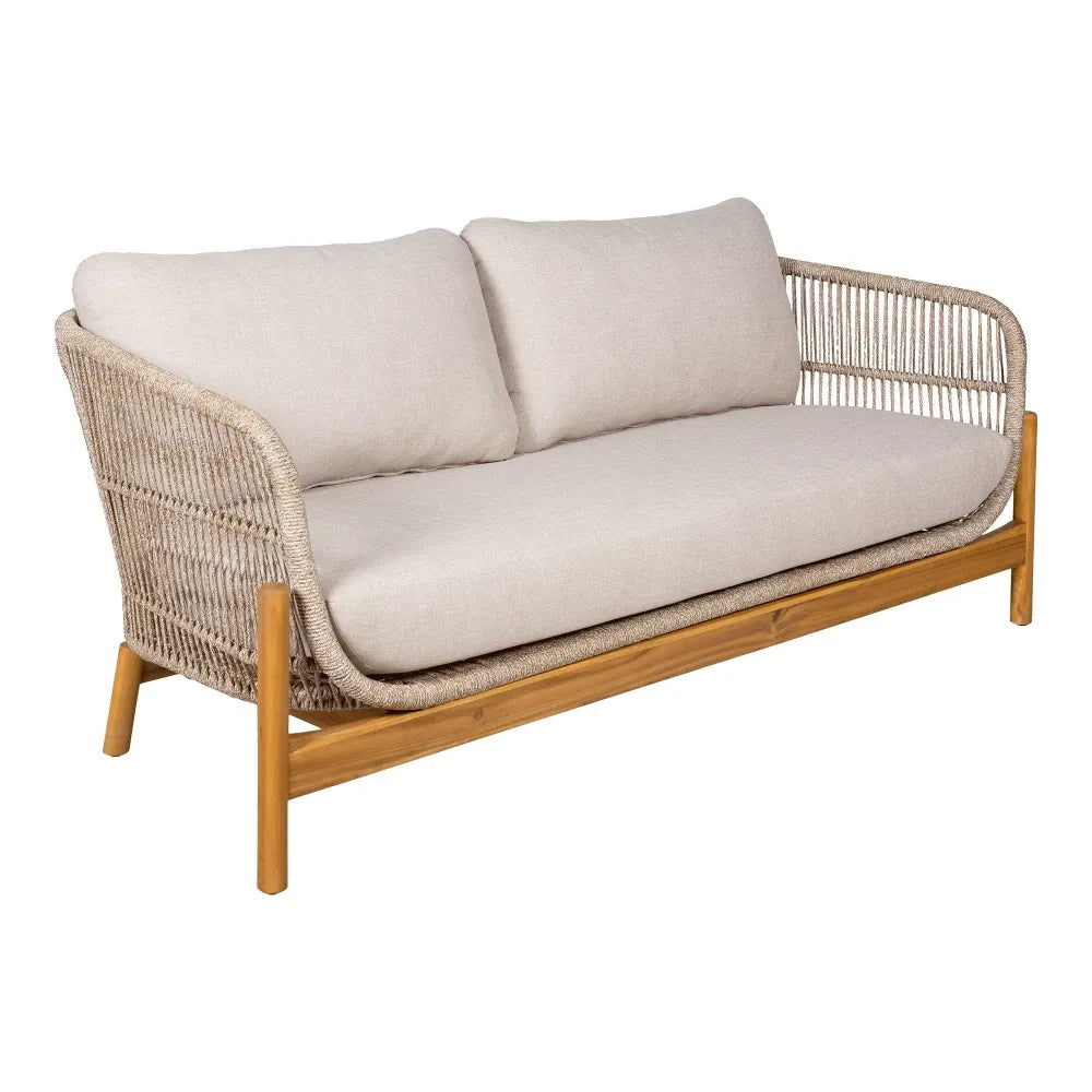 Canapea de exterior din Lemn de salcam/Metal Maro/Bej si Stofa Bej H72xL78,5cm Terracina