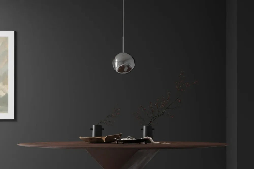 Pendul din Metal Negru si Sticla Fumuriu D20xH150cm LIQUID DIAMOND