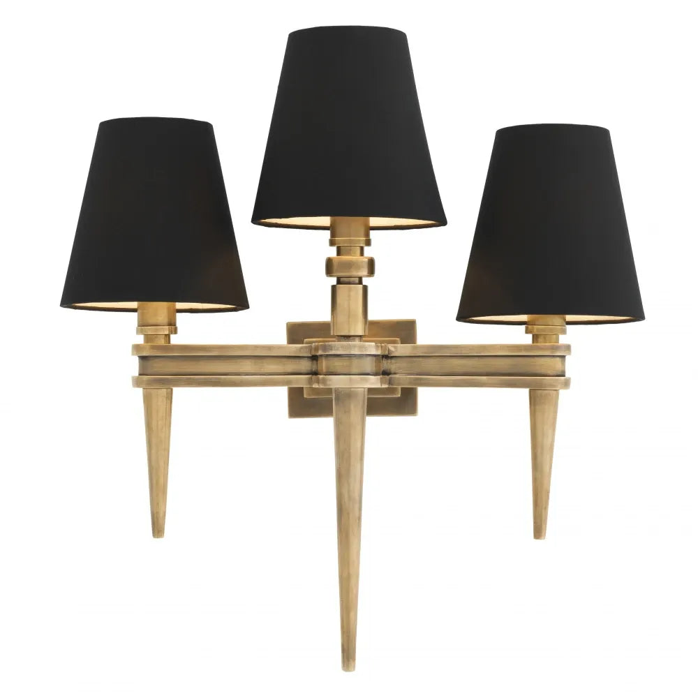 Aplica de perete din Metal Alama si Stofa Negru H50xL46cm Waterloo Triple Eichholtz