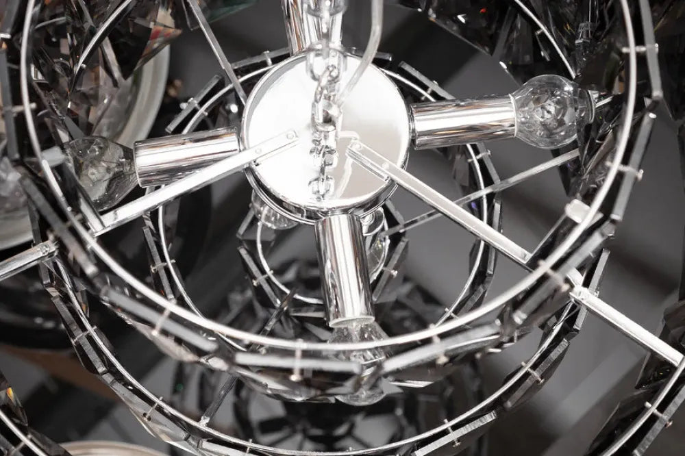 Candelabru din Metal Argintiu si Sticla Fumuriu D50xH51cm KRISTALL
