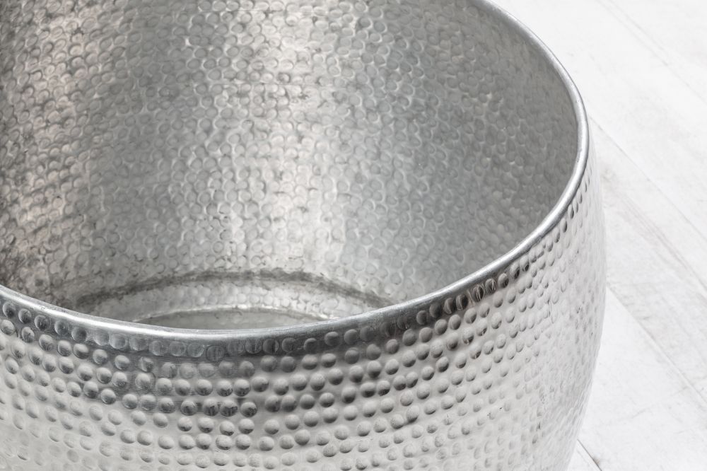 Masuta de cafea Rotunda din Metal Argintiu D60xH30cm Orient II