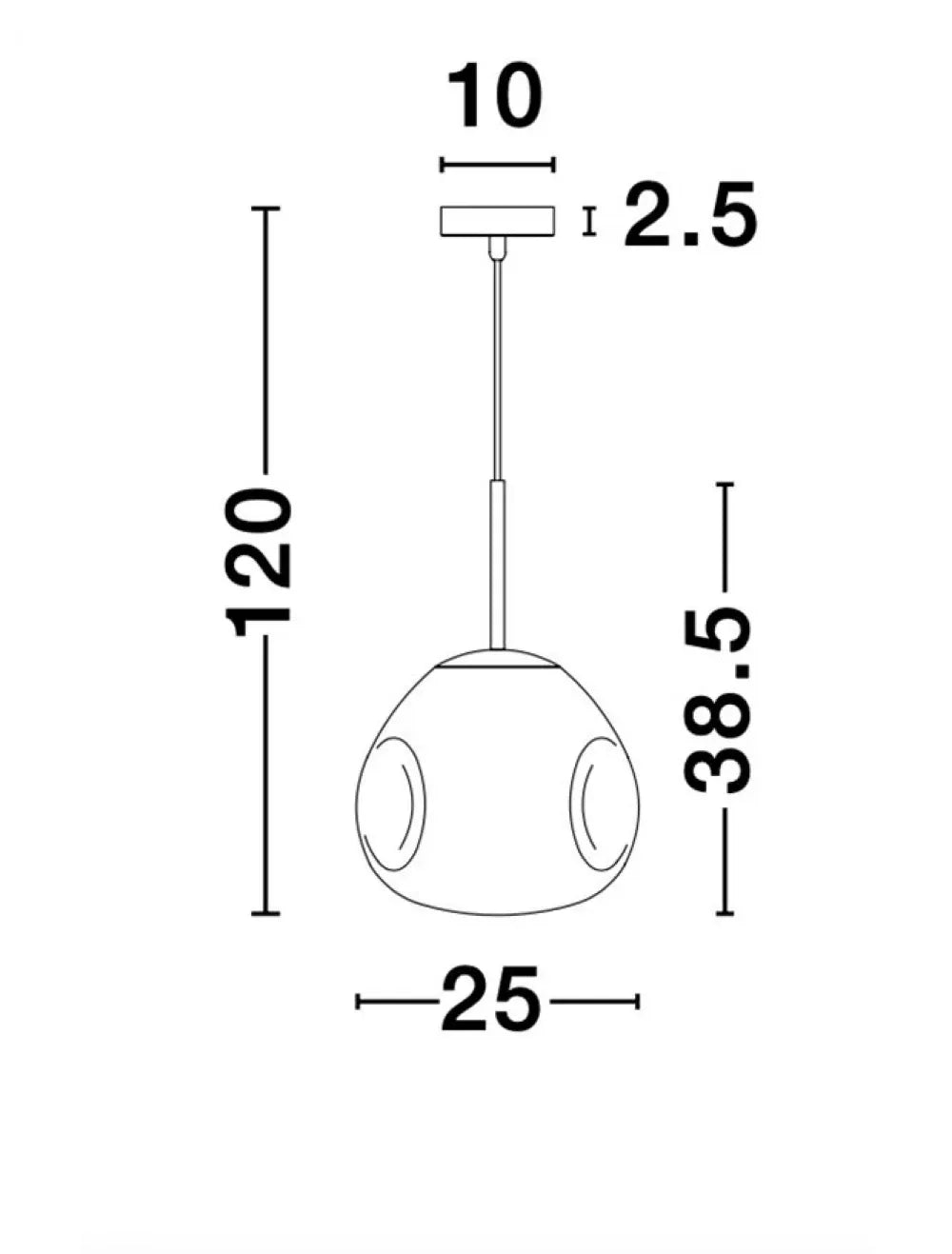 Pendul structura din Metal Argintiu si abajur din Sticla Crom H120xL25cm IP20 LAVA