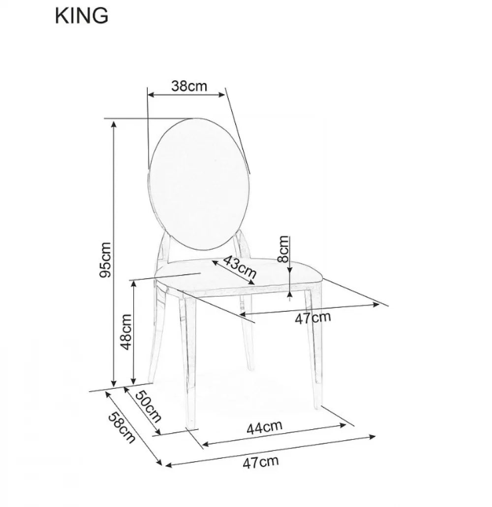 Scaun tapitat cu Catifea Bej cu picioare din Otel inoxidabil Auriu H95xL47xA43cm King