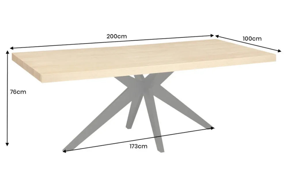 Masa din MDF/Funir de stejar Maro si Metal Negru L200xH76cm Zeus