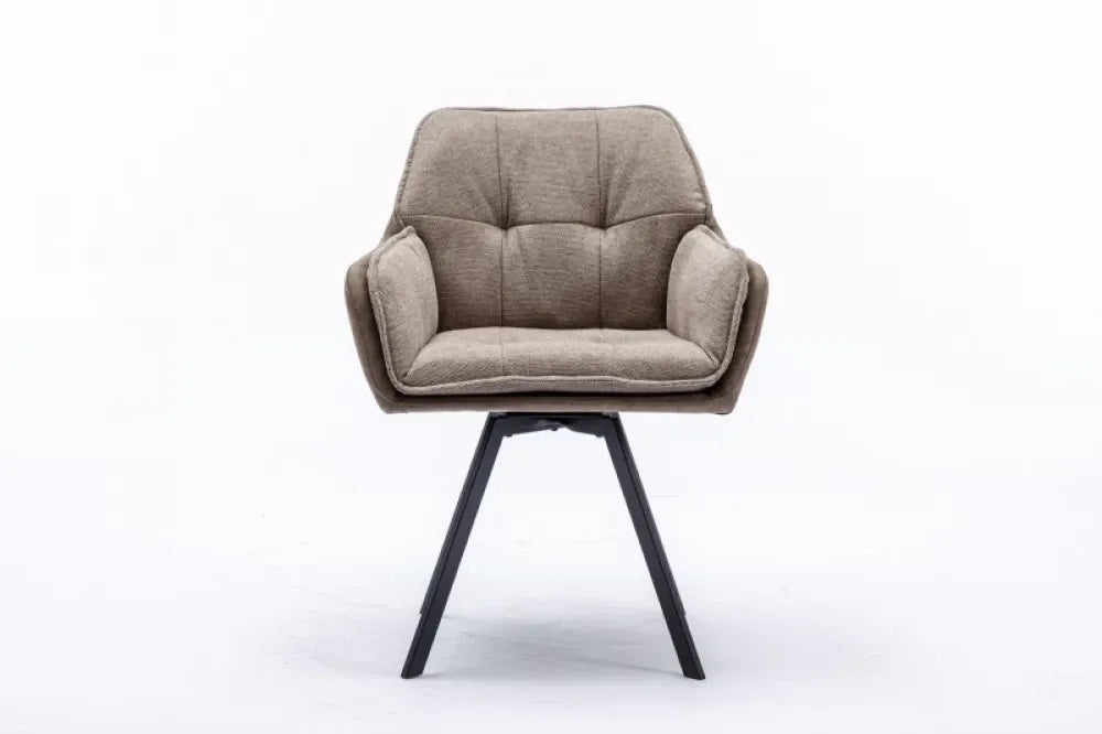 Scaun pivotant tapitat cu Microfibra Bej taupe cu picioare din Metal Negru H85xL63xA62cm Lounger