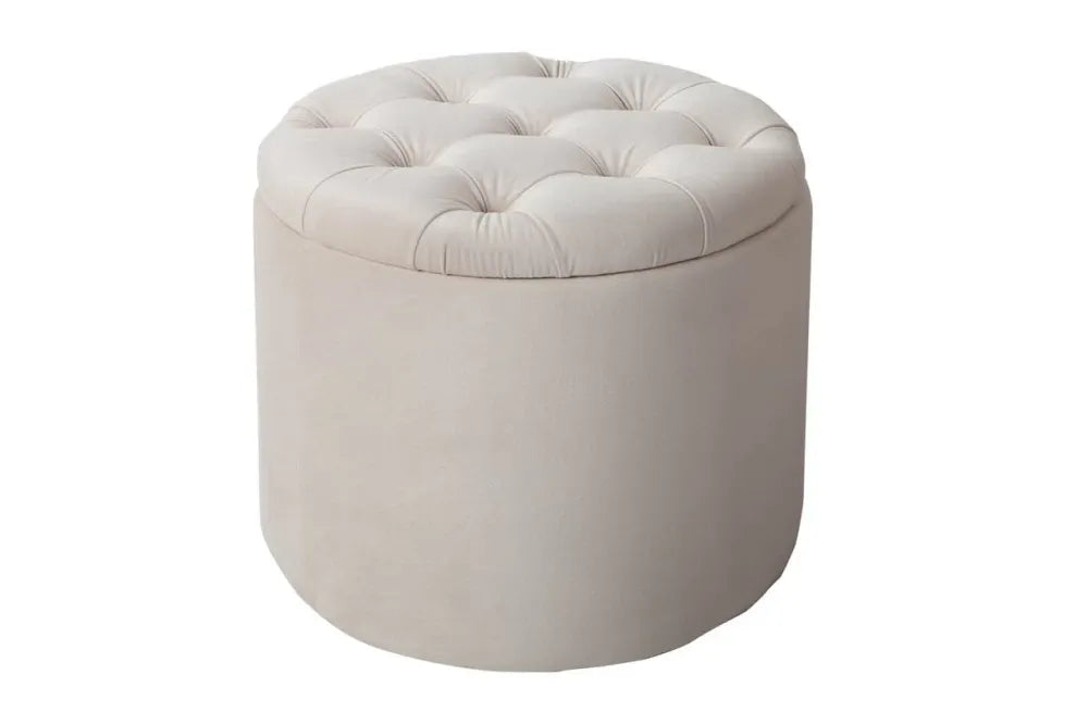 Puf cu spatiu de depozitare din Catifea Bej H43xD50cm Modern Barock