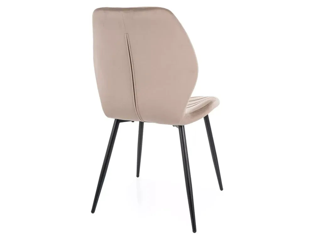 Set 2 scaune din Catifea Bej inchis si Metal Negru Hx86Lx48xA56cm Mike