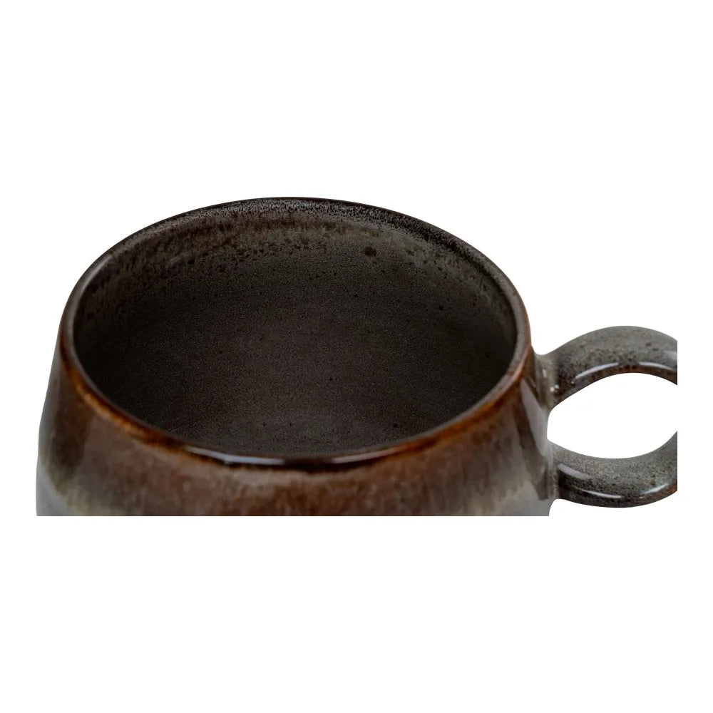 Set 4 cani din Ceramica Gri/Maro H7,5xD10cm Selma
