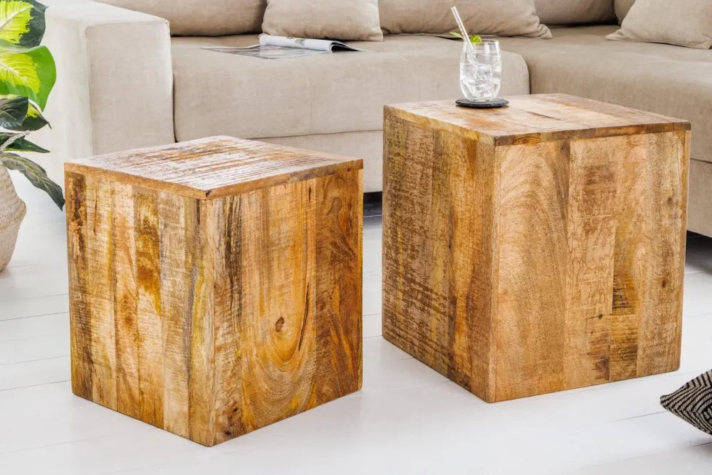 Set 2 masute laterale din Lemn de mango Maro L35/40xH40/45cm Curacao