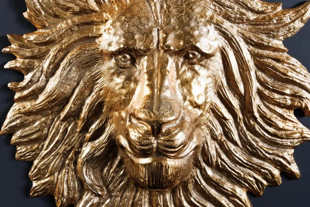 Decoratiune de perete din Metal Auriu H58xL55cm Wildlife Lion