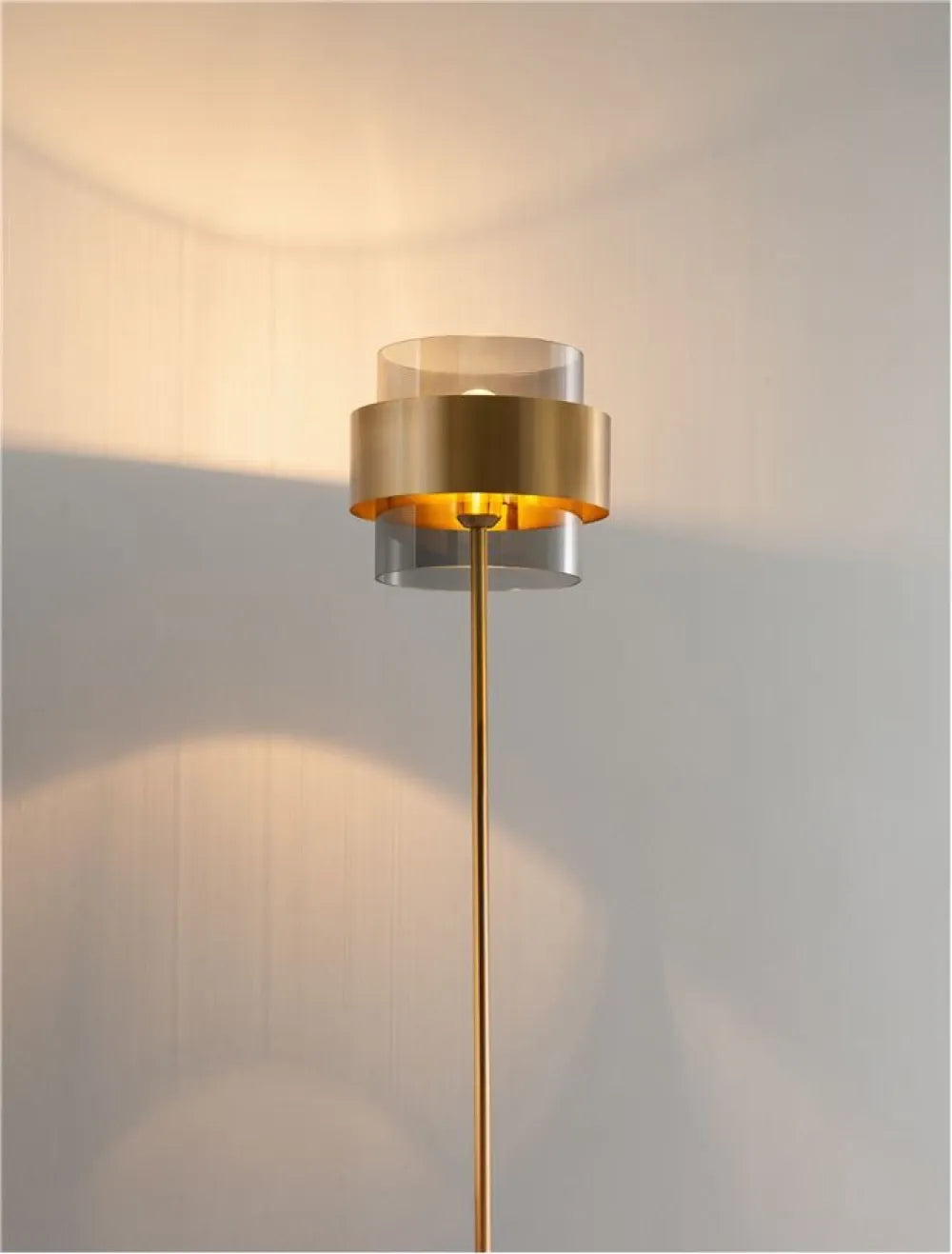 Lampa de podea structura din Metal Auriu si abajur din Sticla Fumuriu H154xL25cm IP20 SIANNA