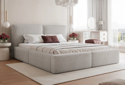 Pat 180 x 200 tapitat cu Stofa boucle Now or never Gri Elara