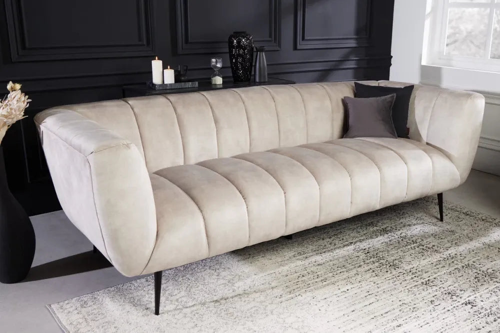 Canapea 3 locuri tapitat cu Catifea Bej L225cm Noblesse