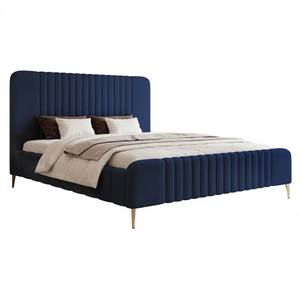 Pat 200 x 200 tapitat cu Catifea Dream velvet Albastru Sora