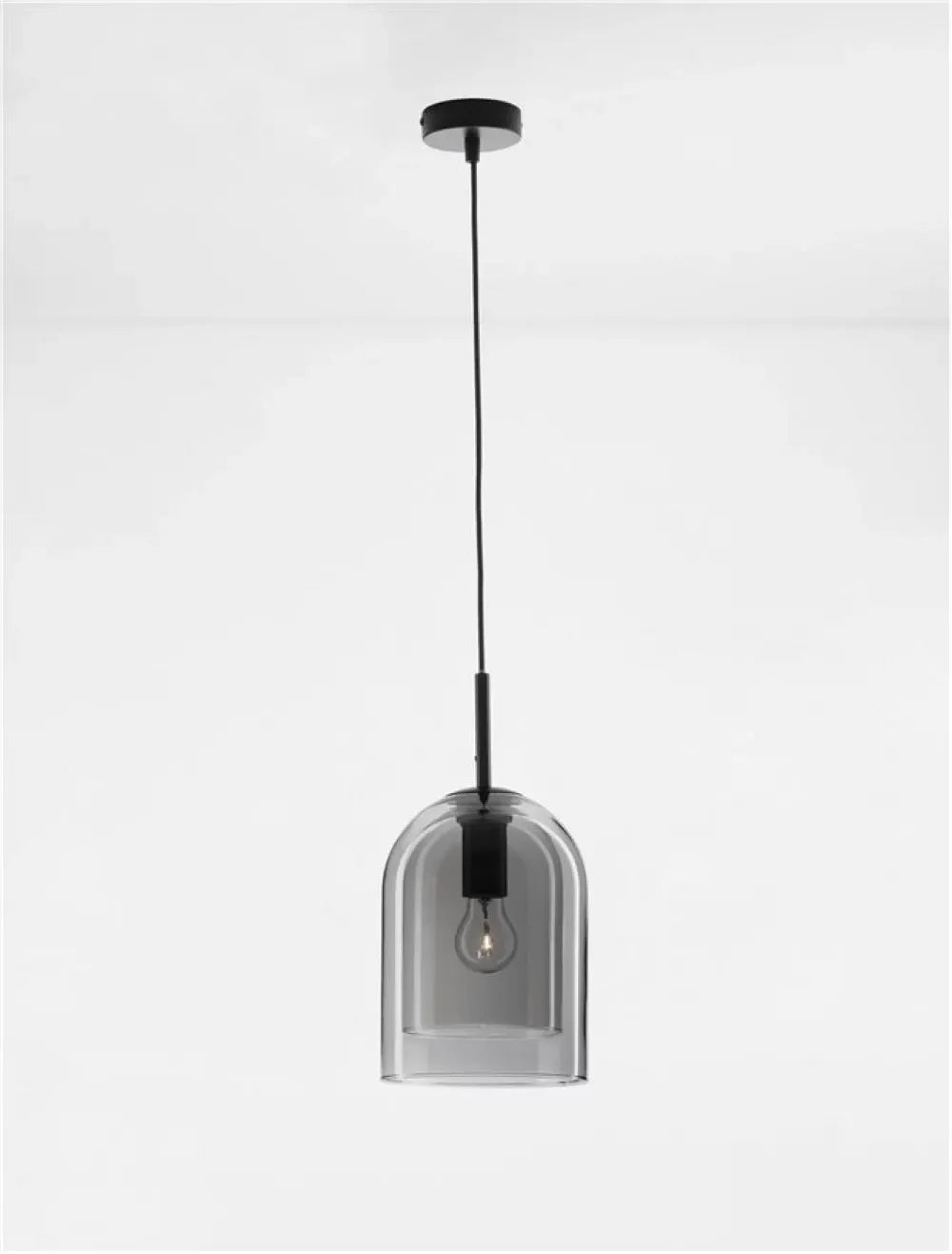 Pendul structura din Metal Negru si abajur din Sticla Fumuriu H240xL18cm IP20 VELOR