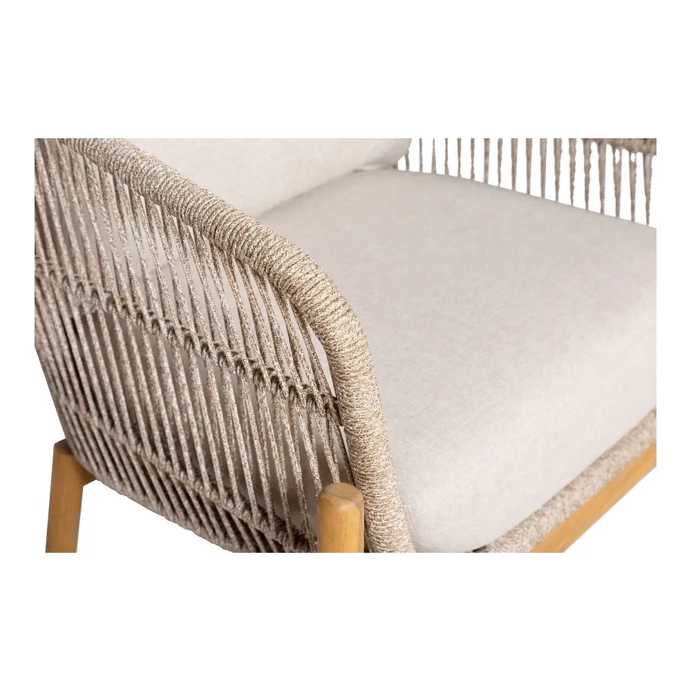 Fotoliu de exterior din Lemn de salcam/Metal Maro/Bej si Stofa Bej H72xL78,5cm Terracina