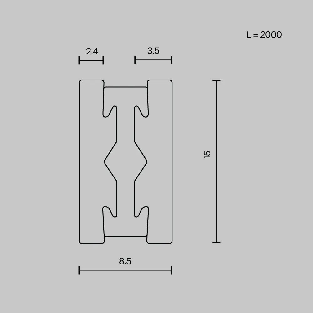 Sina 2 metru Flarity din Aluminiu Negru H1.5xL200cm Flarity