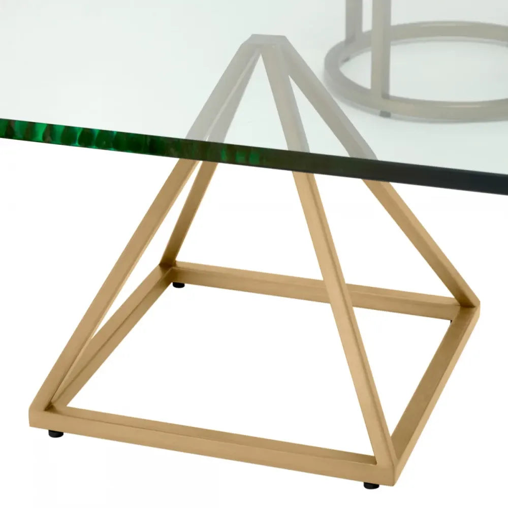 Masuta de cafea Patrata din Otel inoxidabil Alama si Sticla Transparent L120xl120cm Speiser Eichholtz