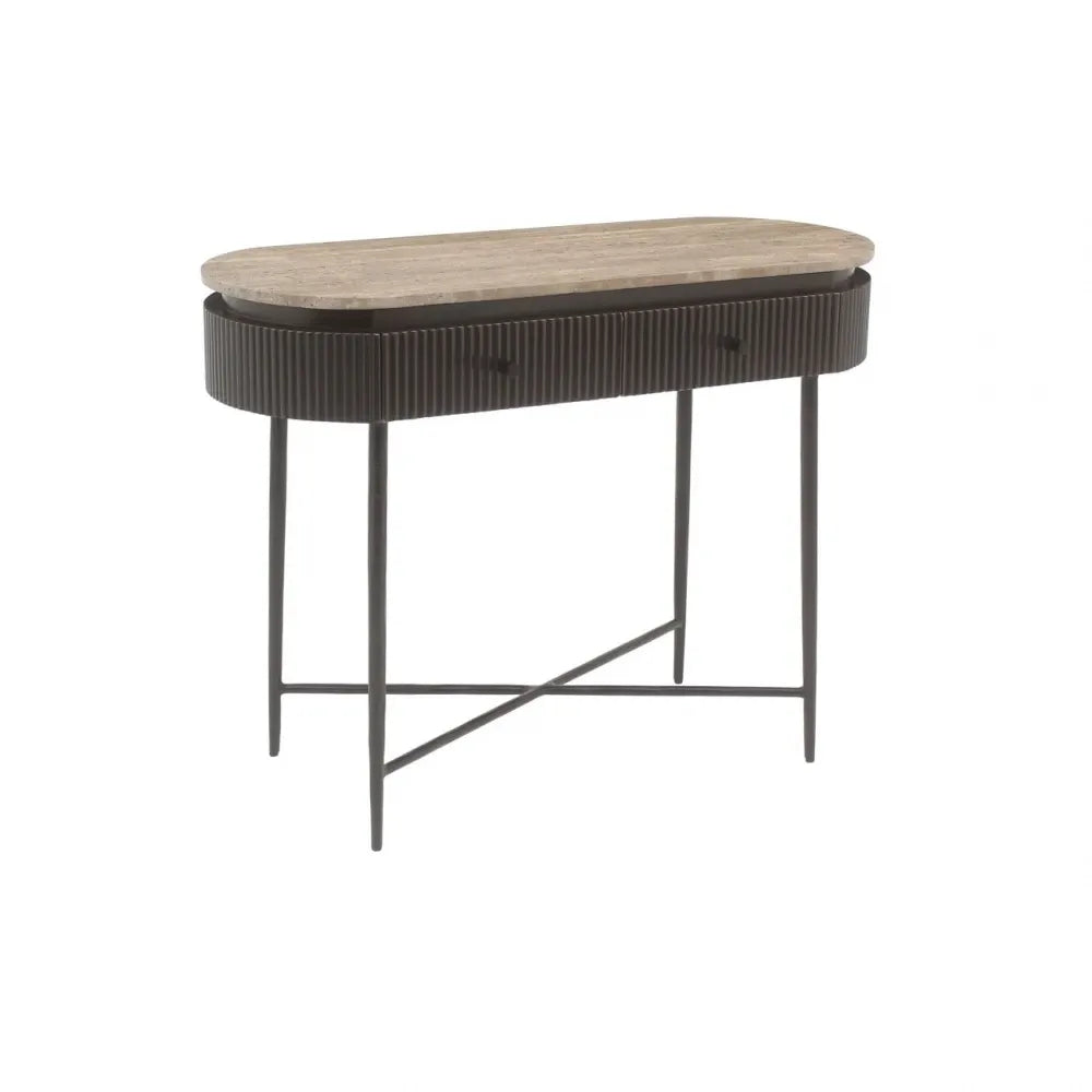 Consola din MDF/Metal Maro si Travertin Maro L100xH76cm Russo Richmond interiors