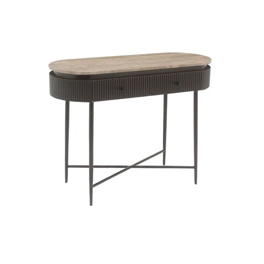 Consola din MDF/Metal Maro si Travertin Maro L100xH76cm Russo Richmond interiors