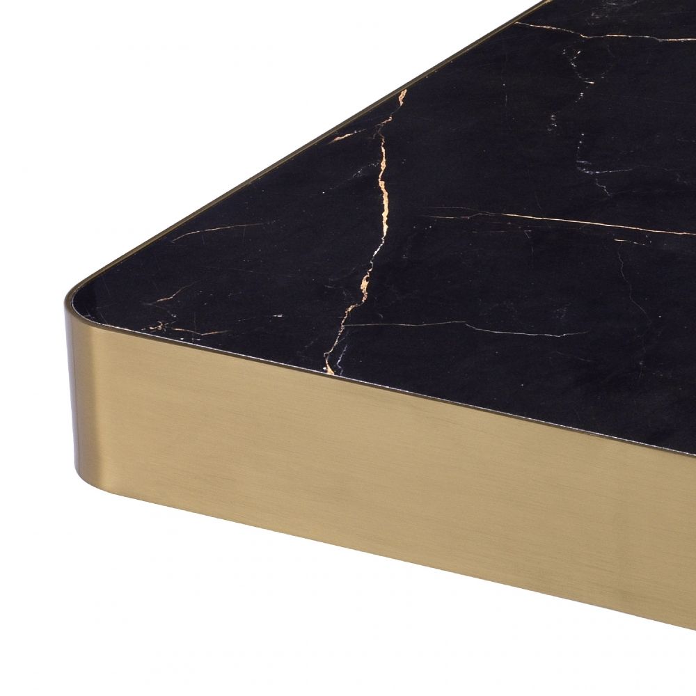 Masuta de cafea Patrata din Otel inoxidabil si Ceramica Auriu/Negru L81xH39cm Luxus