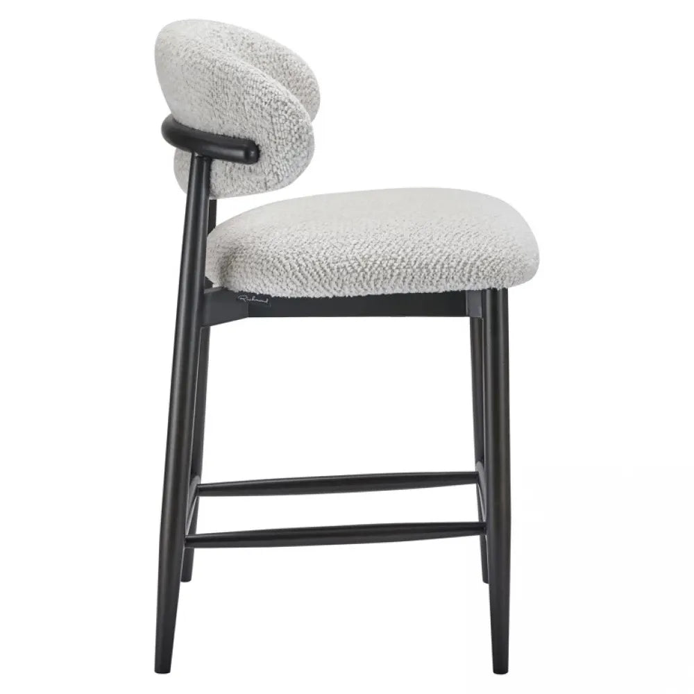 Scaun de insula tapitat cu Stofa be lovely Crem cu picioare din Lemn Negru H96xL52xA52cm Cherry Richmond interiors