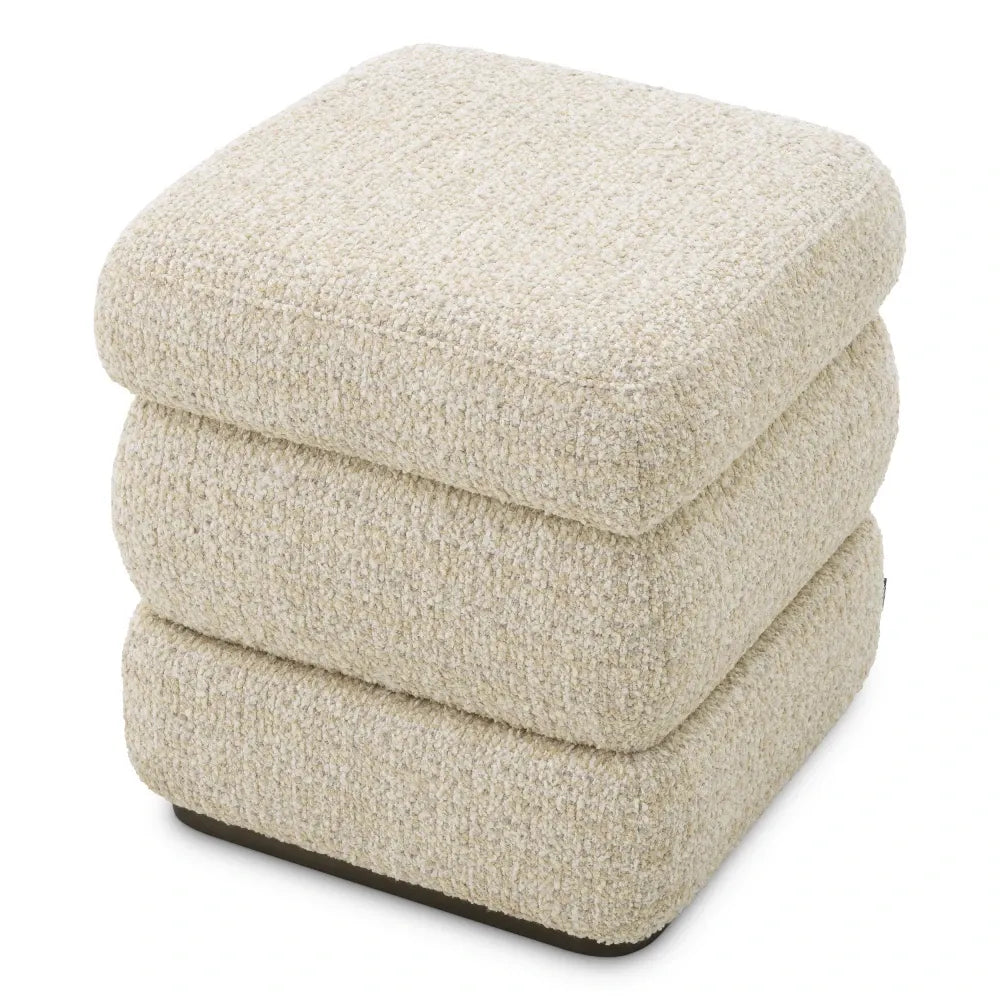 Taburet tapitat cu Chenille Bej L49xA49xH52cm Fifth Eichholtz