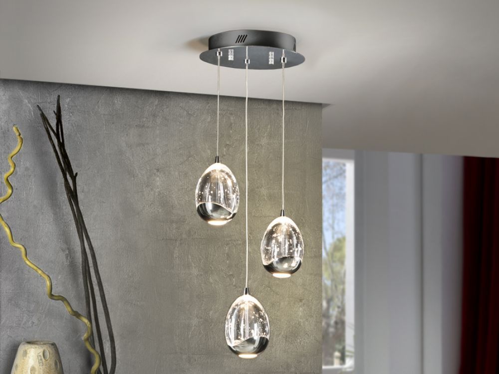Lustra rotunda cu inaltime reglabila din Sticla Transparent cu LED  D25xH140cm Rocio
