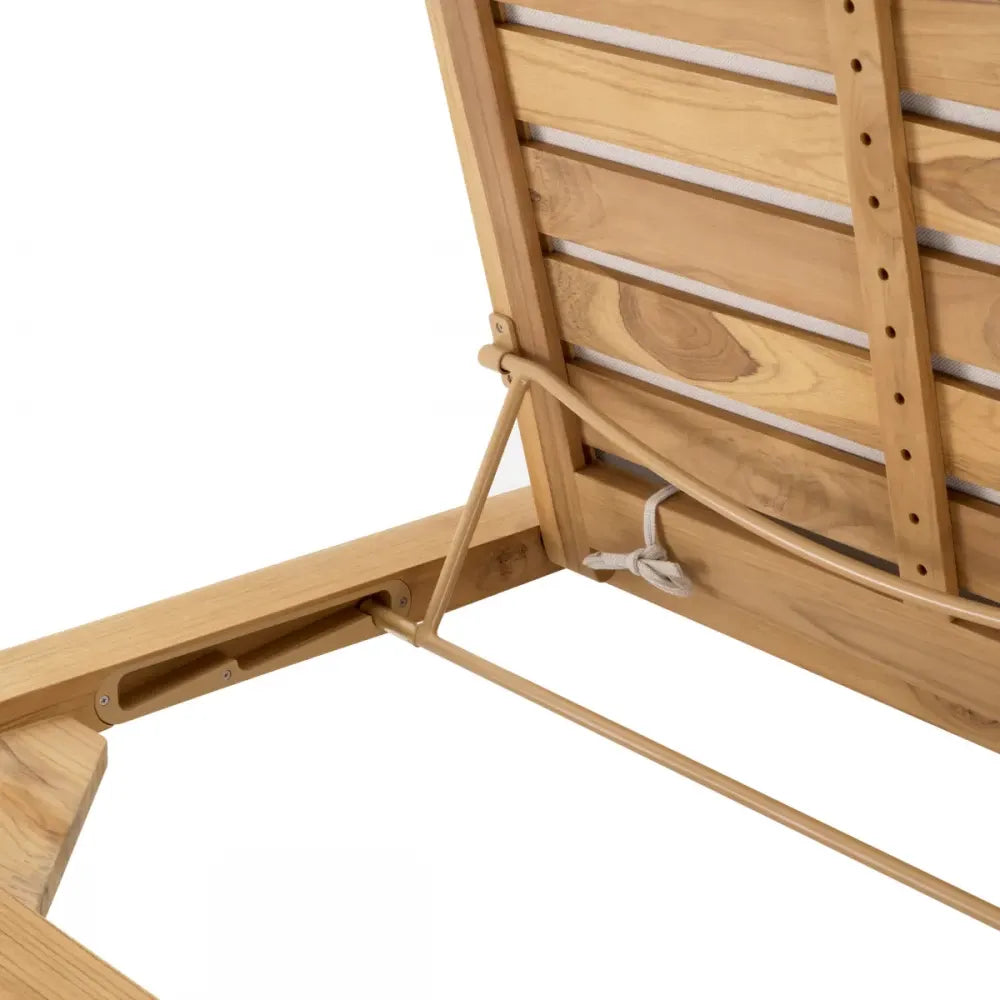 Sezlong de exterior din Lemn de tec Maro si Stofa Bej H96xL210cm Weston Eichholtz