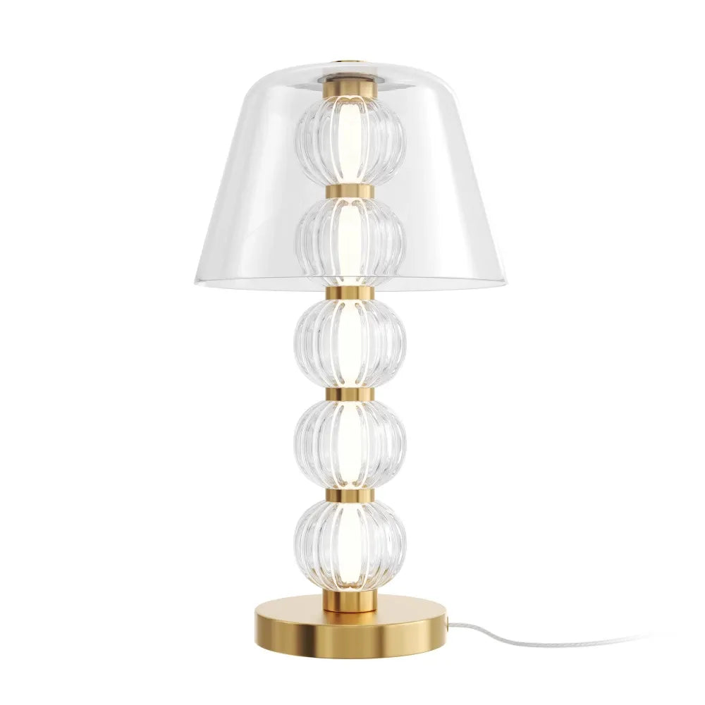 Veioza din Metal Auriu si Sticla Transparent H45.2xD25cm Amulet