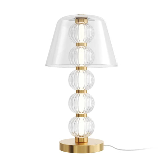 Veioza din Metal Auriu si Sticla Transparent H45.2xD25cm Amulet