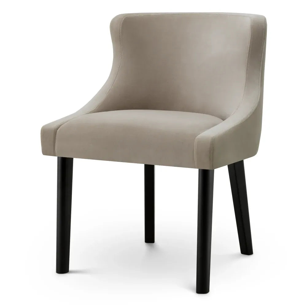Scaun tapitat cu Catifea Bej L59.5xA65xH82cm Chavelle Eichholtz