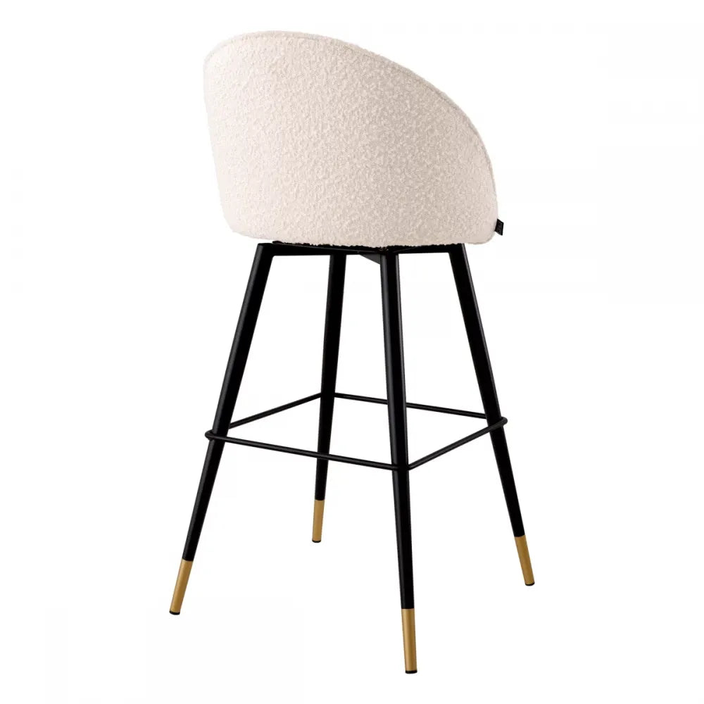 Set 2 scaune de bar pivotante tapitat cu Stofa boucle Crem cu picioare din Metal Negru/Auriu H103xL50xA55cm Cooper Eichholtz