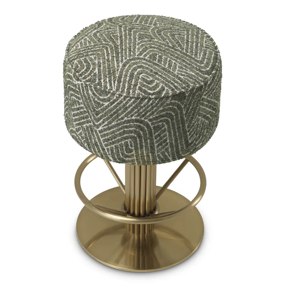 Scaun de insula rotativ tapitat cu Stofa Verde D45.5xH68cm Carleton Eichholtz