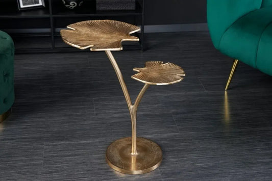 Masuta laterala Asimetrica din Metal Auriu L50xH56cm Ginkgo