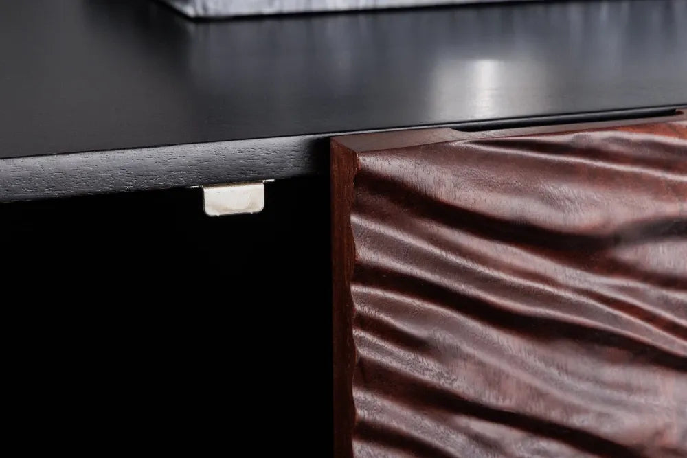 Comoda din Lemn de salcam Negru/Maro L175xH76cm FLUID