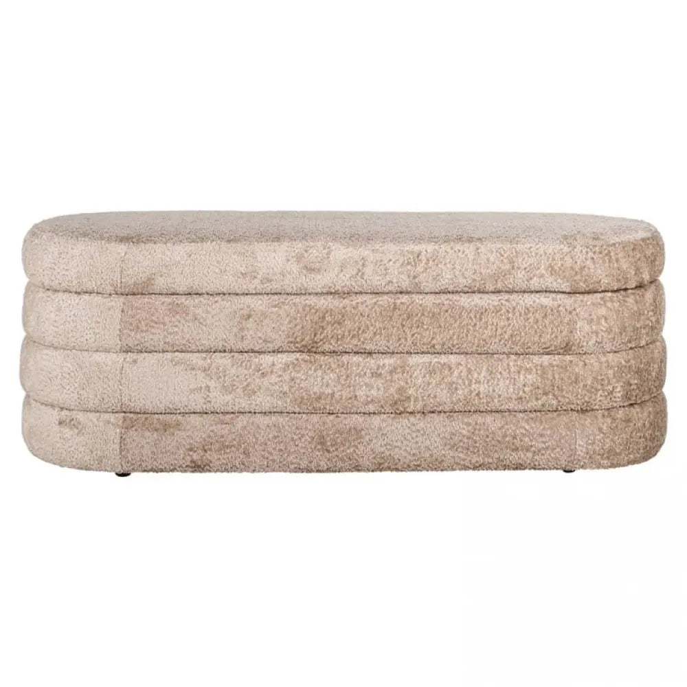 Bancheta tapitata cu Blanita artificiala Bej L132xH47cm Camille Richmond Interiors