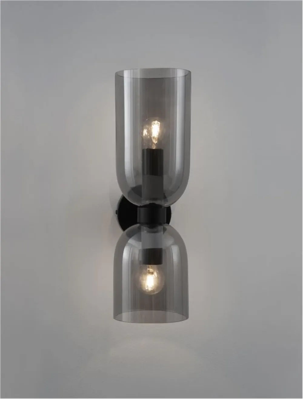 Aplica de perete structura din Metal Negru si abajur din Sticla Fumuriu H37.5xL11.5cm IP20 PALMER
