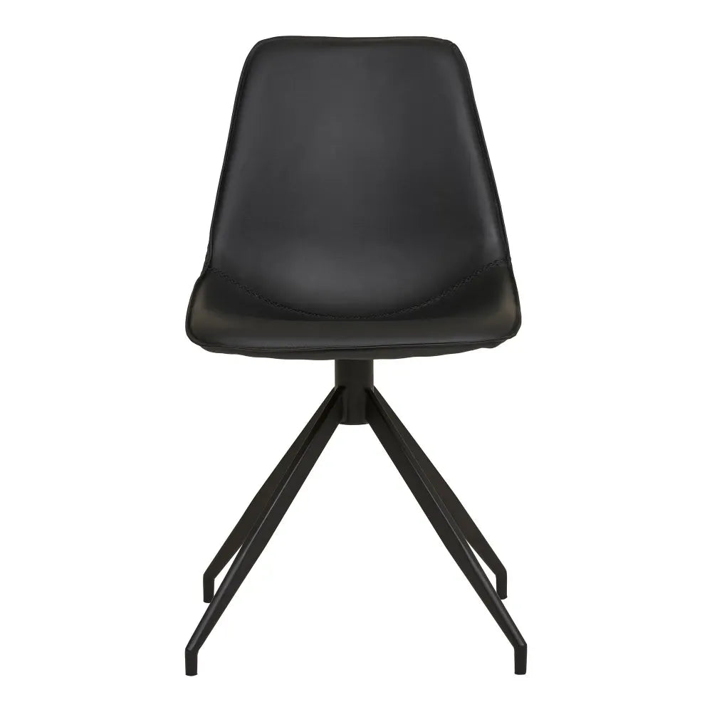 Set 2 scaune din Metal Negru si Piele sintetica Negru H86xL48xA56cm Monaco