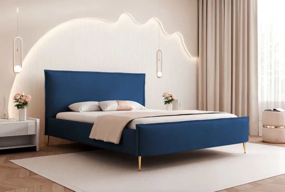 Pat 140 x 200 tapitat cu Catifea Dream velvet Albastru Talo