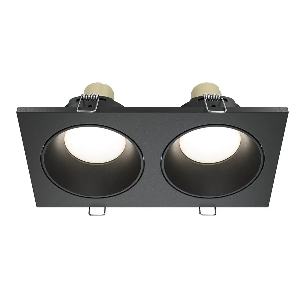 Spot incastrat dublu din Aluminiu Negru H4xL17cm IP 65 GU10 50W Zoom