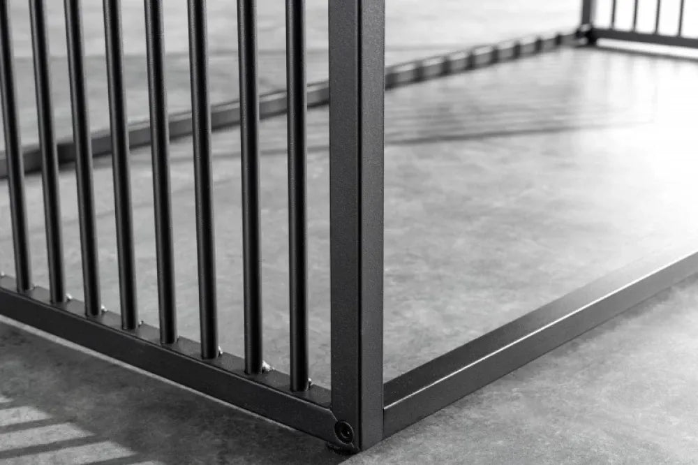 Masuta de cafea Dreptunghiulara din MDF+Sticla securizata Negru si Metal Negru L100xH40cm Architecture