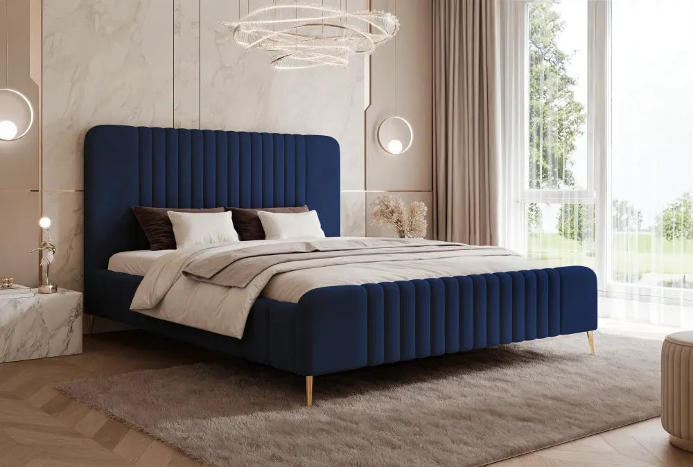 Pat 200 x 200 tapitat cu Catifea Dream velvet Albastru Sora