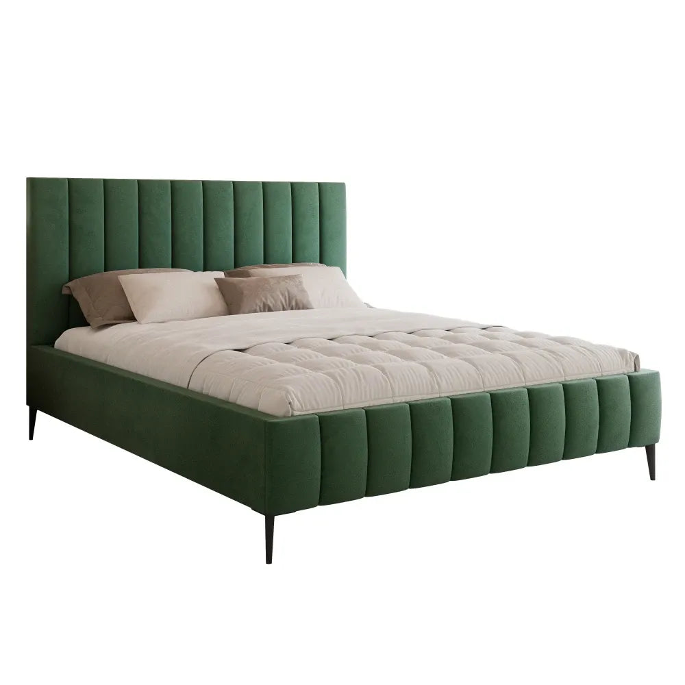 Pat 160 x 200 tapitat cu Catifea Velutto Verde Adel
