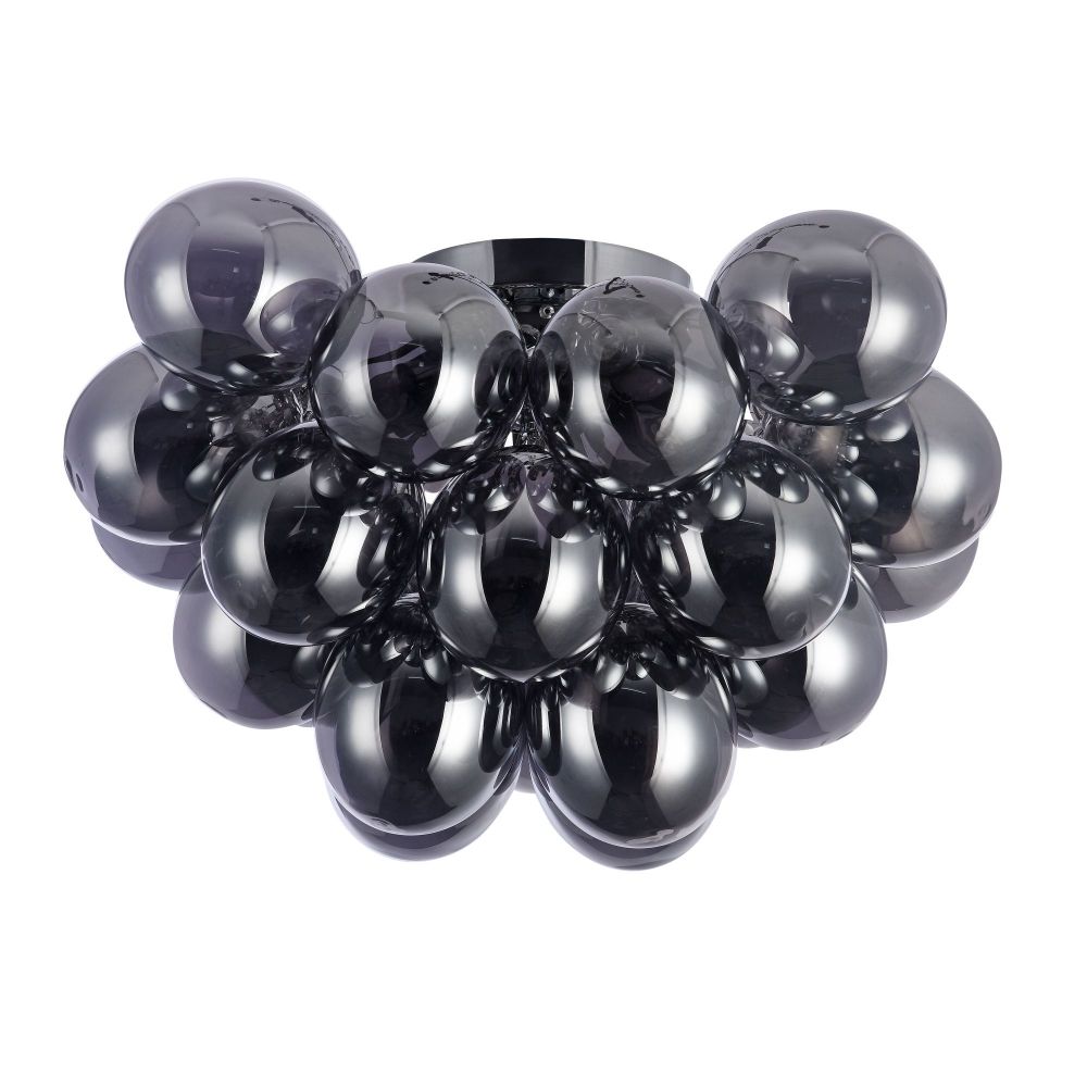 Candelabru Rotund din Metal si Sticla Argintiu/Negru Balbo D50xH32cm