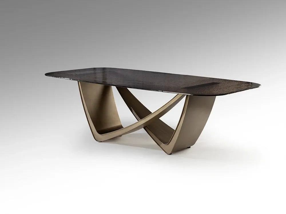 Masa din Metal Bronz si Sticla Gri L240xH76cm Genesis