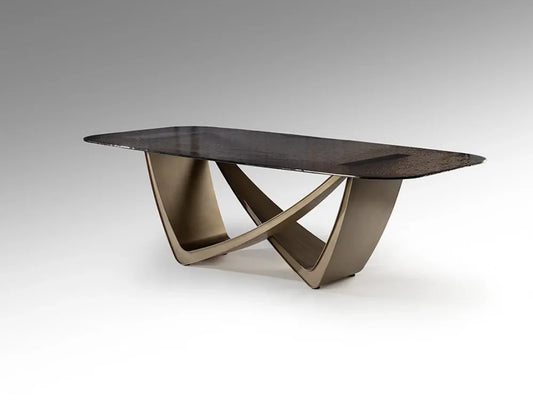 Masa din Metal Bronz si Sticla Gri L240xH76cm Genesis