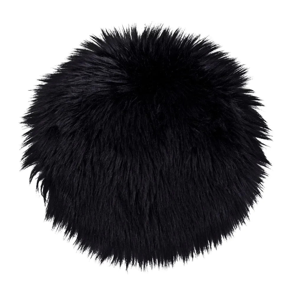 Blanita sintetica decorativa pentru scaun Negru D35cm Lambskin Artificial