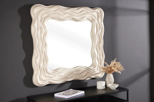 Oglinda cu rama din Poliuretan Bej H90xL90cm Wave